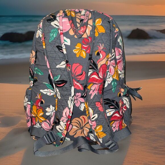 Vera Bradley Essential Laptop Backpack Coastal Paradise Gray NWOT main image 7